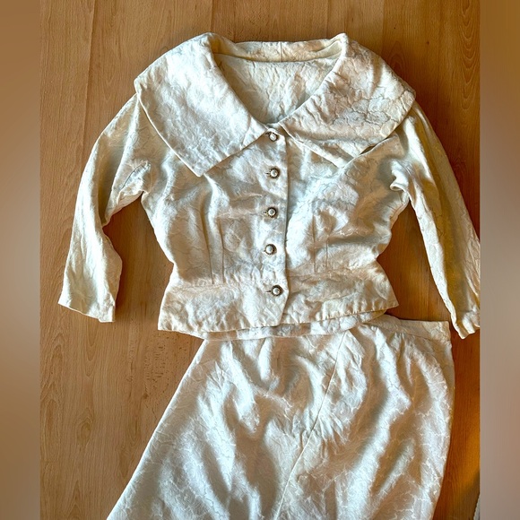 Vintage Windsor Dress cream suit skirt set XS - as is - Picture 2 of 12